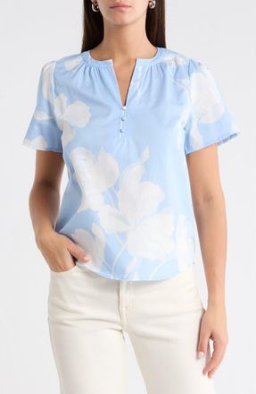 Sugarlips Afina Floral Cotton Top in Baby Blue Multi at Nordstrom, Size X-Small