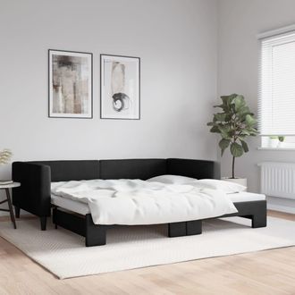 vidaXL Sof&aacute; Cama Nido Tela Negro 100x200 Cm Vidaxl