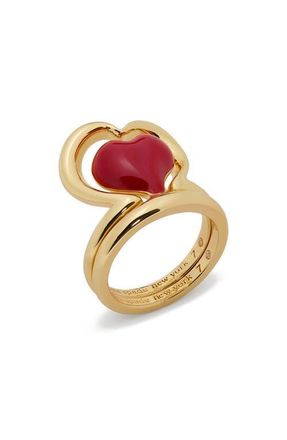 Kate Spade New York amour set of 2 heart rings in Dark Scarlet at Nordstrom, Size 7