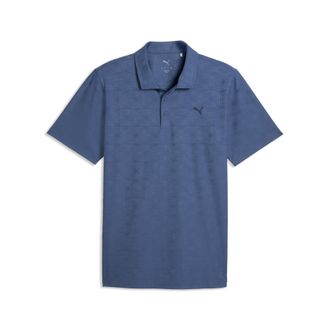 Puma Polo da golf MATTR Deco in jacquard da uomo, Abbigliamento, Blu, XXL