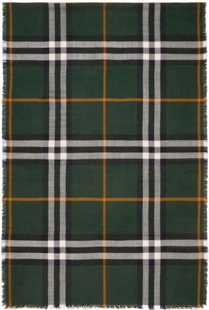 Burberry raw-cut checked scarf - unisex - Silk/Wool - OS - Green