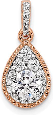 Diamond2Deal 14K Rose Gold Lab Grown Diamond Teardrop Pendant (0.51ct, VS, G-H)
