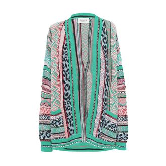 Laneus Multi-thread Jacquard Over Cardigan - female - Laneus - Cardigans - Green - M - Knitwear