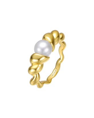 Genevive 14K Over Silver 7Mm Pearl Statement Ring