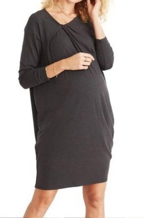 Hatch The Sandrine Long Sleeve Dress In Charcoal