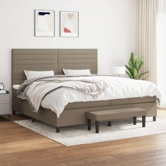 vidaXL Vidaxl - Cama Box Spring Con Colch&oacute;n Tela Gris Taupe 200x200 Cm