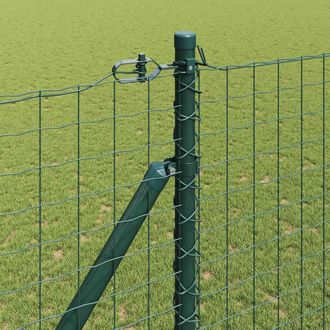 Berkfield Home Green Fence Posts Set Set of 14 Green Metal