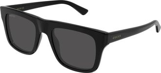 Gucci Rechthoekige Zonnebril - Heren - Zonnebrillen - Zwart - 51 MM - Nylon - Accessoires
