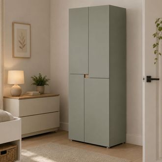 Dmora Armario Grande Lidasime, Ropero Dormitorio 5 Estantes, Colgador, Puertas Batientes, 42x184h Cm Verde