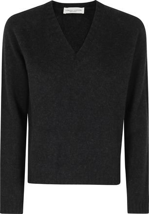 Roberto Collina Black Scollo V ML Wool-Blend Sweater