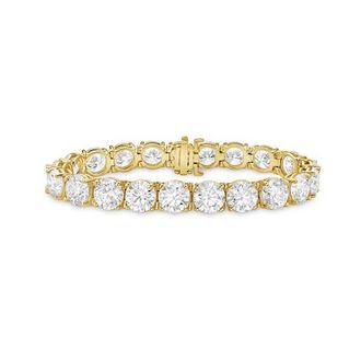 Diana M. Jewels 14kt yellow gold lab grown round diamond tennis bracelet weighing 16.30 cts tw