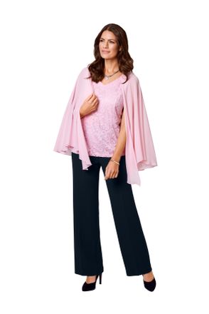 Hermann Lange Blusentop, Damen, Gr. 38, rosa (rose), Web, Obermaterial: 92% Nylon, 8% Elasthan, HERMANN LANGE COLLECTION, unifarben, figurbetont normal, V-Ausschnit