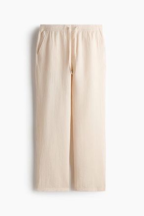 H&M Relaxed Fit Textured Trousers in White at Nordstrom, Size Xx-Large