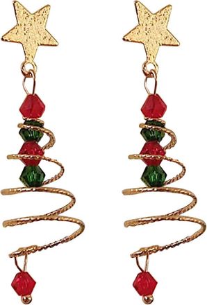 Generic Christmas Tree Earrings Girly Heart Year Stud Gild (Gold, One Size)