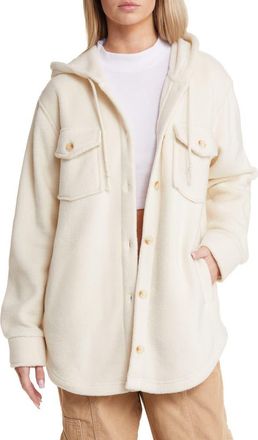 Thread & Supply Hooded Fleece Shacket in Ivory at Nordstrom, Size X-Small
