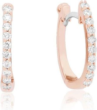 Roberto Coin Rose Gold Huggy Earrings with Diamonds 000466AXERX0