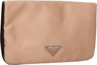 Prada Pre-owned Clutches, female, Beige, Size: ONE SIZE Pre-owned Satin Clutch