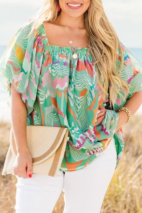 Azura Exchange Plus Size Abstracte Print Blouse