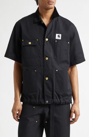 sacai Carhartt WIP Duck Canvas Shirt in Black at Nordstrom, Size 2