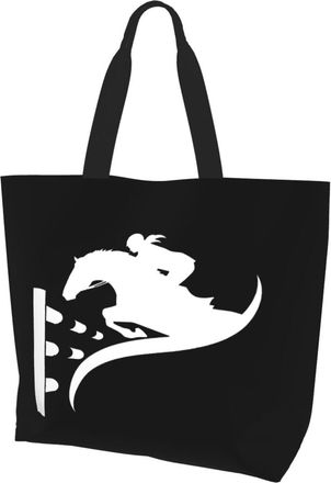 AOOEDM Jumping Horse Outdoor Flag Home Ladies Canvas Tote Reusable Shopping Bag