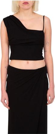 Pinko Asymmetrische Cr&ecirc;pe Top - Dames - Tops zonder mouwen - Zwart - M - Tops
