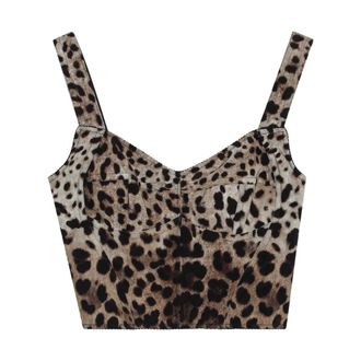 Dolce & Gabbana Sleeveless Tops, female, Multicolor, Size: L Leo Top