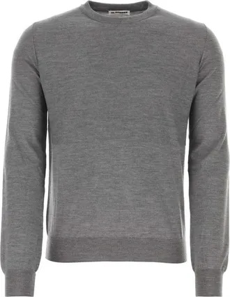 Jil Sander Comfortabele Grijze Wollen Trui - Heren - Ronde hals truien - Grijs - S - Wol - Truien & Vesten