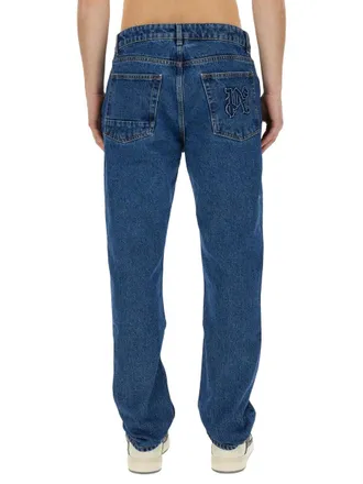 Palm Angels Straight Leg Cotton Jeans - Blue