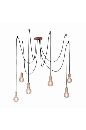 Netlighting Studio 6 Light Cluster Pendant Copper Plate E27 in Brown
