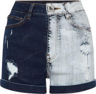 Philipp Plein Tie Dye Denim Hot Pants - Dames - Denim shorts - Blauw - 2XS - Denim - Korte Broeken