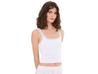 Varley Barney Piped Tank Top Womens Clothing White/Apple Cinnamon : XL, Elastane/Nylon