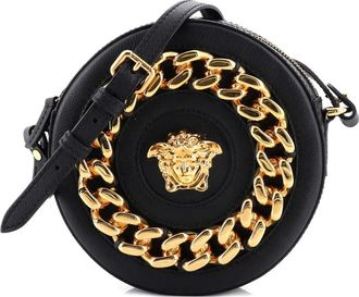 Versace La Medusa ronde cameratas van leer met kettingdetail - Zwart