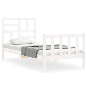 Berkfield Home Bed Frame with Headboard White 100x200 cm Solid Wood