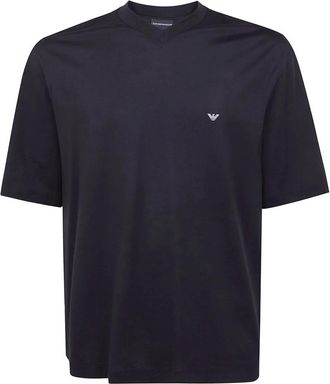 Emporio Armani Basic T-shirt met ronde hals van katoenen jersey - Heren - T-shirts - Zwart - L - Katoen - Tops