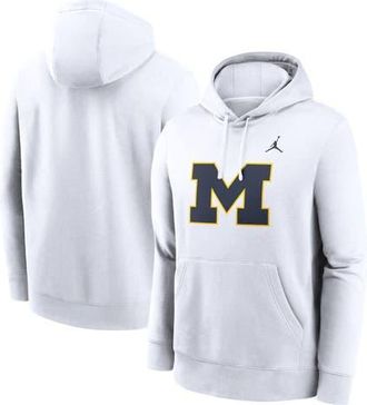 Jordan Brand Mens Jordan Brand White Michigan Wolverines Primetime Evergreen Club Fleece Pullover Hoodie at Nordstrom, Size X-Large