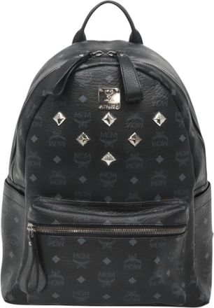 MCM Vicetos Logo Pvc Cuir Black Canvas Bag (Pre-Owned)