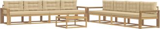 vidaXL Conjunto De Sof&aacute;s De Exterior 9 Uds. Y Beige Poli&eacute;ster Vidaxl