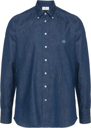 Etro Paisley Print Button-Down Overhemd - Heren - Casual Overhemden - Blauw - L - Katoen - Overhemden