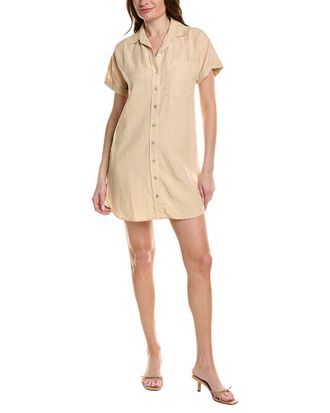Bella Dahl Roll Sleeve Pocket Linen-Blend Shirtdress