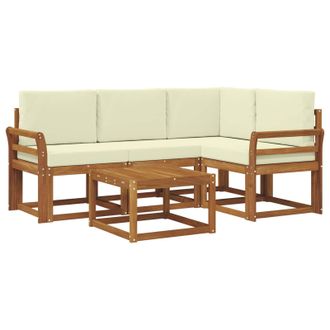 vidaXL Conjunto De Sof&aacute;s De Exterior Con Coj&iacute;n 5 Pcs Natural Y Crema Vidaxl