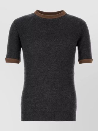Prada cashmere sweater contrast trim short sleeves