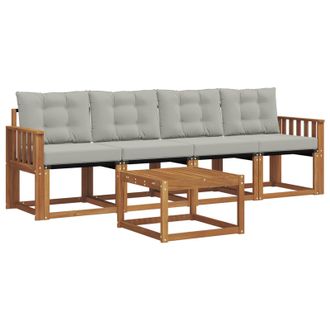vidaXL Conjunto De Sof&aacute;s De Exterior 5 Pcs Gris Natural Y Claro Vidaxl