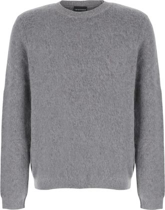 Emporio Armani Crew Neck Pullover - Heren - Ronde hals truien - Grijs - L - Wol - Truien & Vesten