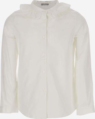 Il Gufo Girls Shirt Stretch Cotton White Blouses And