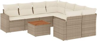 vidaXL Set De Sof&aacute;s De Jard&iacute;n 9 Pzas Con Cojines Rat&aacute;n Sint&eacute;tico Beige Vidaxl
