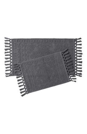 French Connection Nellore Fringe 2-Piece Bath Rug in Dark Grey Charcoal at Nordstrom Rack