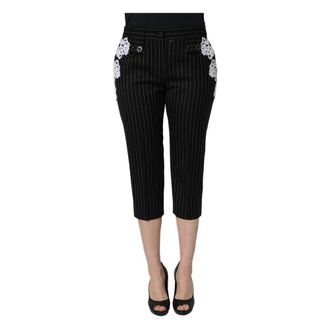 Dolce & Gabbana Cropped Broeken - Dames - Vrijetijds broeken - Zwart - M - Wol - Broeken