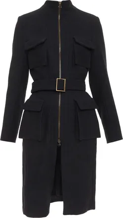 Lanvin wool cargo pocket high neck long coat