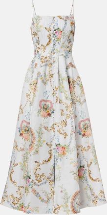 Camilla Printed linen and silk bustier dress