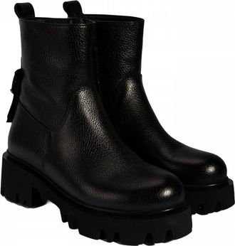 Desa Woman Boots - Leather Upper, Zip Fastening, Flat Heel, Breathable | Black - 38